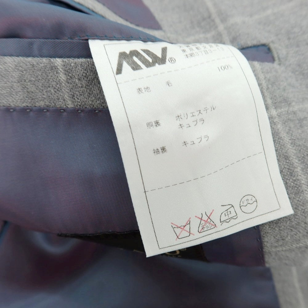 【中古】サルトリアイプシロン SartoriaYpsilon ウール ウィンドウペーンチェック 2つボタンスーツ ライトグレーxホワイト【 サイズPM 】【 状態ランクC 】【 メンズ 】 [APD]