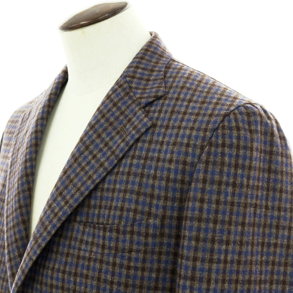 【中古】サルトリアイプシロン SartoriaYpsilon ウールナイロン チェック 2つボタンスーツ アッシュブラウンxブルー【 PM 】【 状態ランクB 】【 メンズ 】
