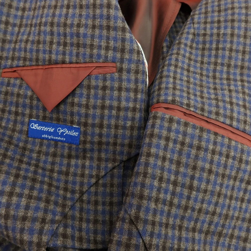 【中古】サルトリアイプシロン SartoriaYpsilon ウールナイロン チェック 2つボタンスーツ アッシュブラウンxブルー【 PM 】【 状態ランクB 】【 メンズ 】