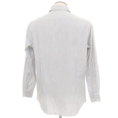 【中古】ストラスブルゴ STRASBURGO コットン ストライプ ワイドカラー カジュアルシャツ ホワイトxブルー【 XL 】【 状態ランクB 】【 メンズ 】