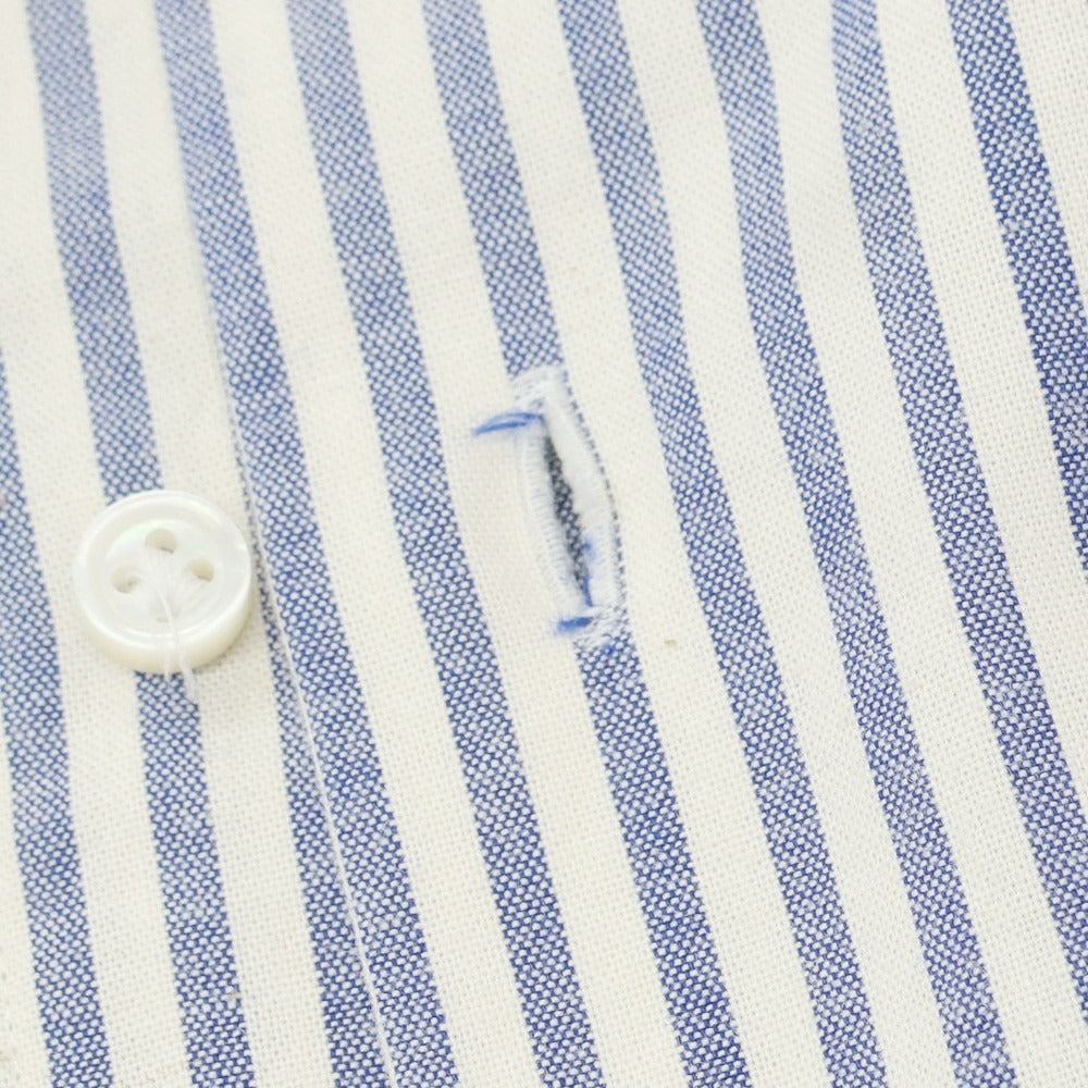 【中古】ストラスブルゴ STRASBURGO コットン ストライプ ワイドカラー カジュアルシャツ ホワイトxブルー【 XL 】【 状態ランクB 】【 メンズ 】