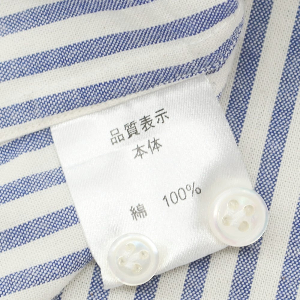 【中古】ストラスブルゴ STRASBURGO コットン ストライプ ワイドカラー カジュアルシャツ ホワイトxブルー【 XL 】【 状態ランクB 】【 メンズ 】