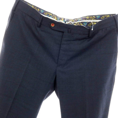 【中古】ピーティートリノ PT TORINO ストレッチ ポリエステルウール チェック ドレススラックスパンツ ダークネイビー【サイズ54】【 状態ランクB 】【 メンズ 】