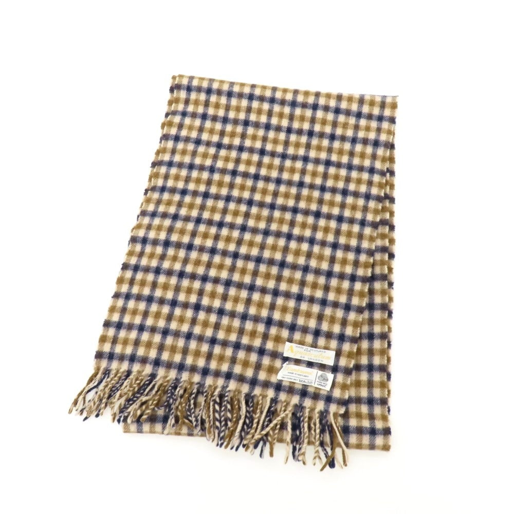【中古】アクアスキュータム Aquascutum ウール チェック マフラー ベージュxブラウン×ネイビー【 状態ランクB 】【 メンズ 】