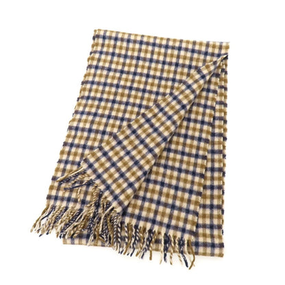【中古】アクアスキュータム Aquascutum ウール チェック マフラー ベージュxブラウン×ネイビー【 状態ランクB 】【 メンズ 】
