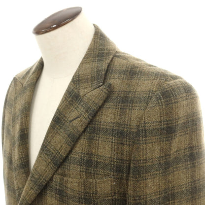 【中古】ジーステージ g-stage MOON社ウール チェック チェスターフィールドコート カーキベージュxグレー【 L 】【 状態ランクA 】【 メンズ 】
