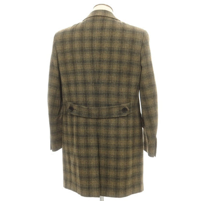 【中古】ジーステージ g-stage MOON社ウール チェック チェスターフィールドコート カーキベージュxグレー【 L 】【 状態ランクA 】【 メンズ 】