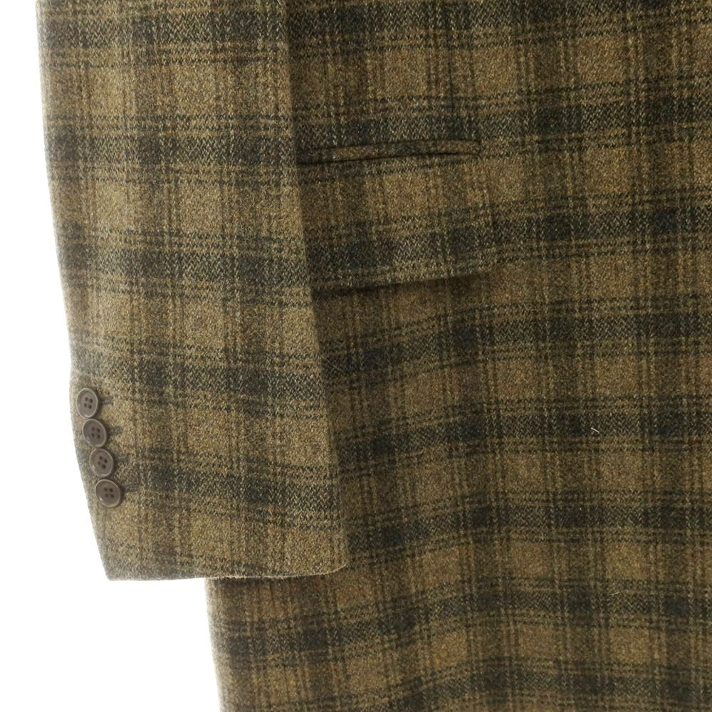 【中古】ジーステージ g-stage MOON社ウール チェック チェスターフィールドコート カーキベージュxグレー【 L 】【 状態ランクA 】【 メンズ 】