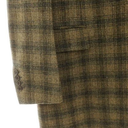 【中古】ジーステージ g-stage MOON社ウール チェック チェスターフィールドコート カーキベージュxグレー【 L 】【 状態ランクA 】【 メンズ 】