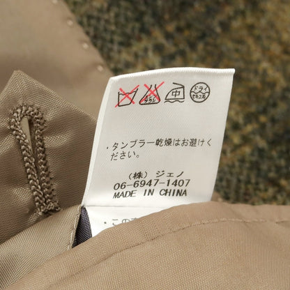 【中古】ジーステージ g-stage MOON社ウール チェック チェスターフィールドコート カーキベージュxグレー【 L 】【 状態ランクA 】【 メンズ 】