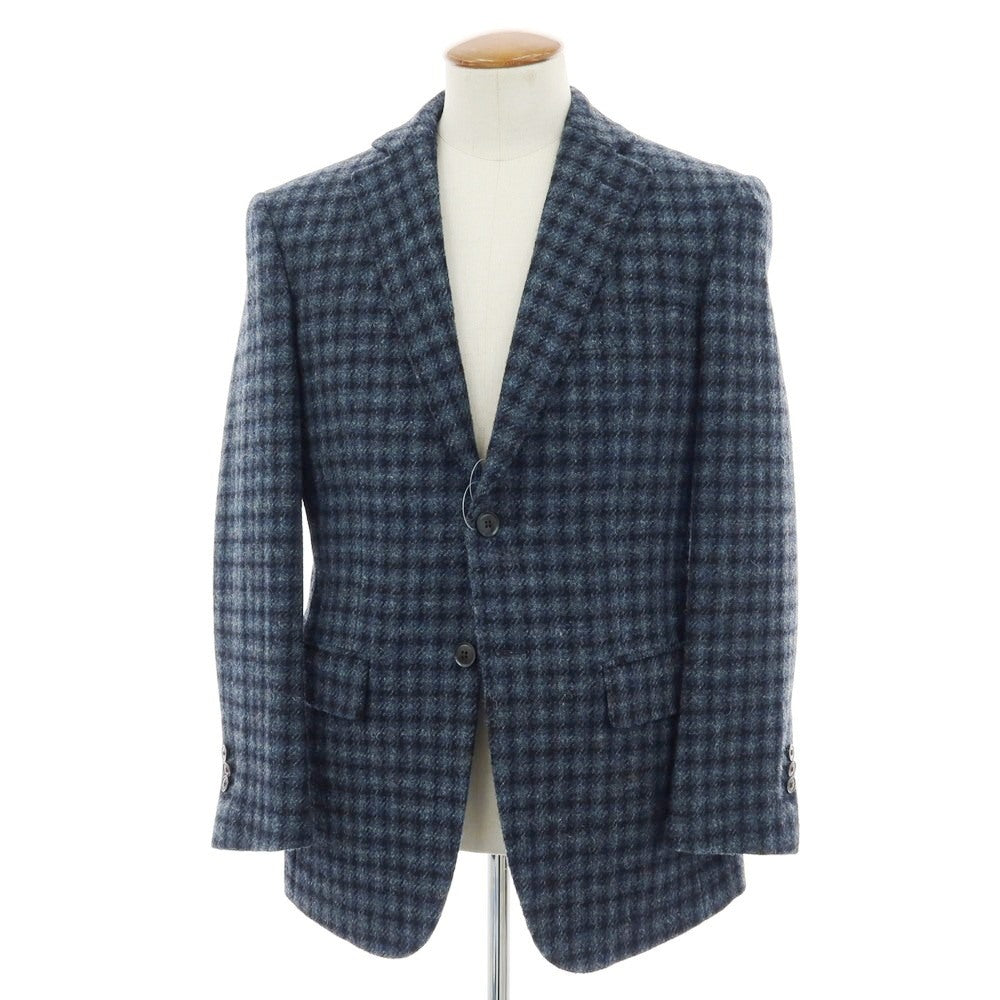 【中古】ルシック Le Chic ウール ハリスツイード チェック 2B テーラードジャケット ネイビーxブラック【 A5 】【 状態ランクB 】【 メンズ 】