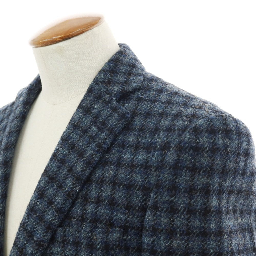 【中古】ルシック Le Chic ウール ハリスツイード チェック 2B テーラードジャケット ネイビーxブラック【 A5 】【 状態ランクB 】【 メンズ 】