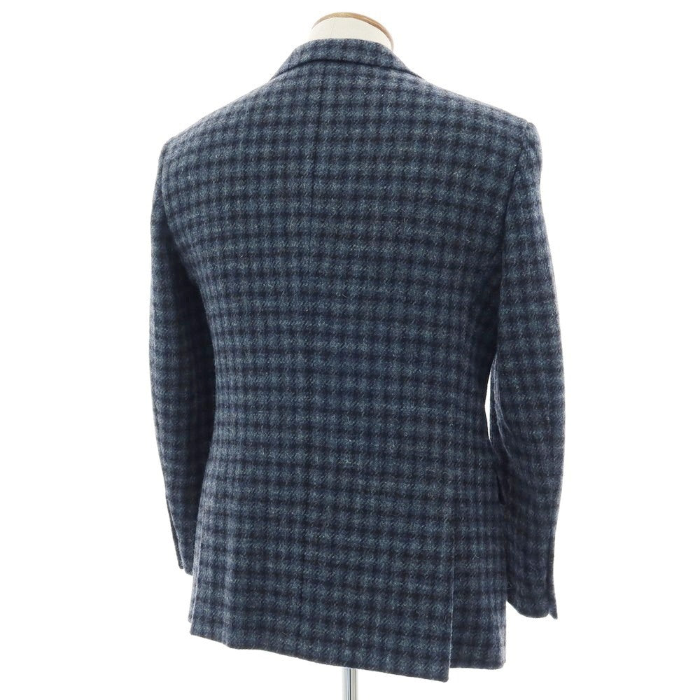 【中古】ルシック Le Chic ウール ハリスツイード チェック 2B テーラードジャケット ネイビーxブラック【 A5 】【 状態ランクB 】【 メンズ 】
