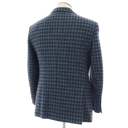 【中古】ルシック Le Chic ウール ハリスツイード チェック 2B テーラードジャケット ネイビーxブラック【 A5 】【 状態ランクB 】【 メンズ 】