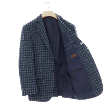 【中古】ルシック Le Chic ウール ハリスツイード チェック 2B テーラードジャケット ネイビーxブラック【 A5 】【 状態ランクB 】【 メンズ 】