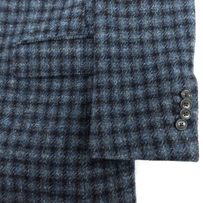 【中古】ルシック Le Chic ウール ハリスツイード チェック 2B テーラードジャケット ネイビーxブラック【 A5 】【 状態ランクB 】【 メンズ 】