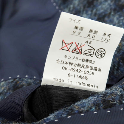 【中古】ルシック Le Chic ウール ハリスツイード チェック 2B テーラードジャケット ネイビーxブラック【 A5 】【 状態ランクB 】【 メンズ 】