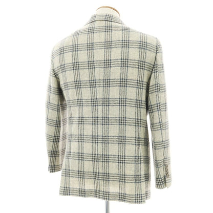 【中古】サルトリアピスケス Sartoria Pisthes ウール チェック 3B テーラードジャケット グレーベージュxネイビー【 48 】【 状態ランクB 】【 メンズ 】