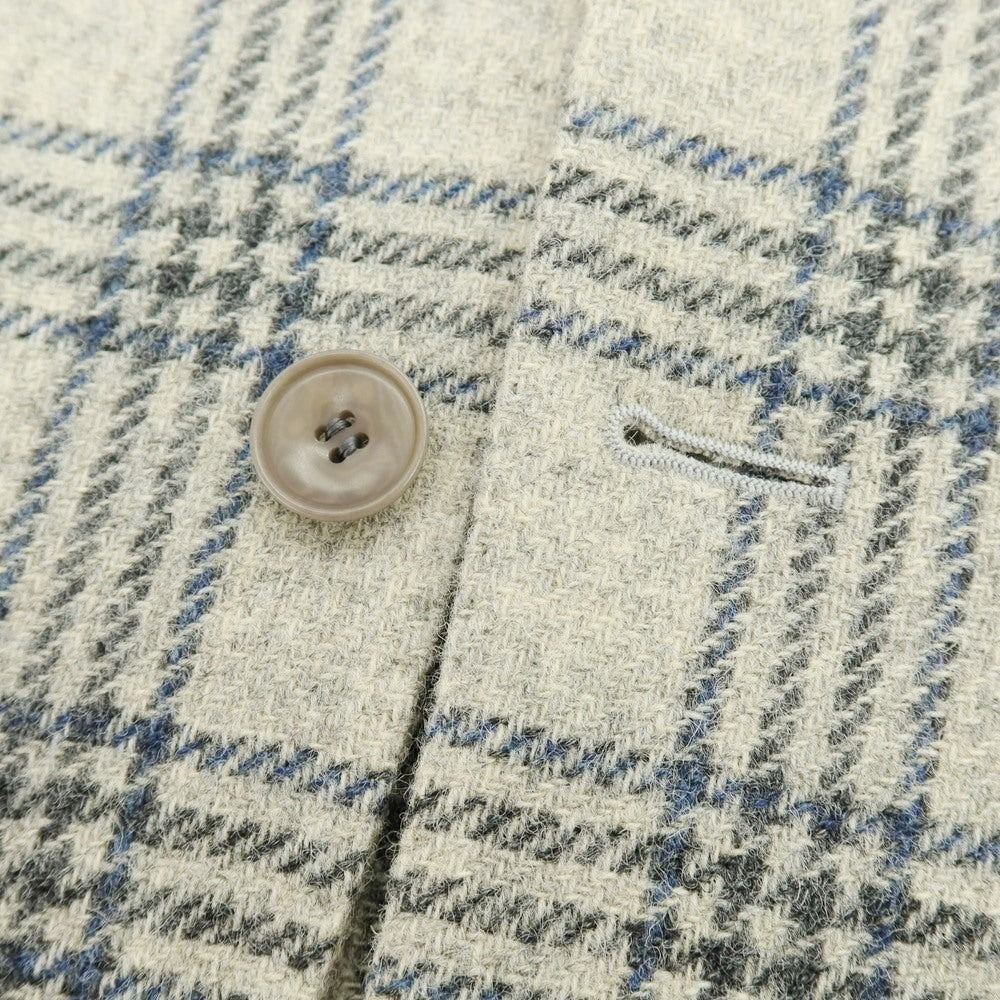 【中古】サルトリアピスケス Sartoria Pisthes ウール チェック 3B テーラードジャケット グレーベージュxネイビー【 48 】【 状態ランクB 】【 メンズ 】