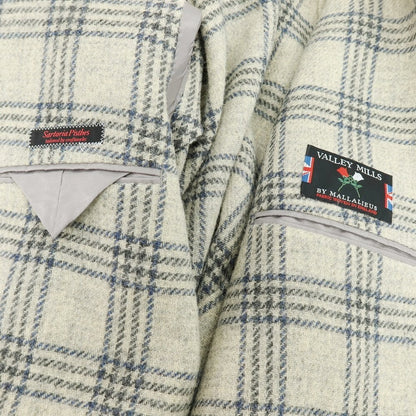 【中古】サルトリアピスケス Sartoria Pisthes ウール チェック 3B テーラードジャケット グレーベージュxネイビー【 48 】【 状態ランクB 】【 メンズ 】