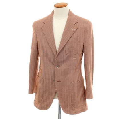 【中古】ロイヤルロウ ROYAL ROW コットン ジャージー ヘリンボーン 2B テーラードジャケット ライトブラウンxホワイト【サイズ48】【 状態ランクB 】【 メンズ 】