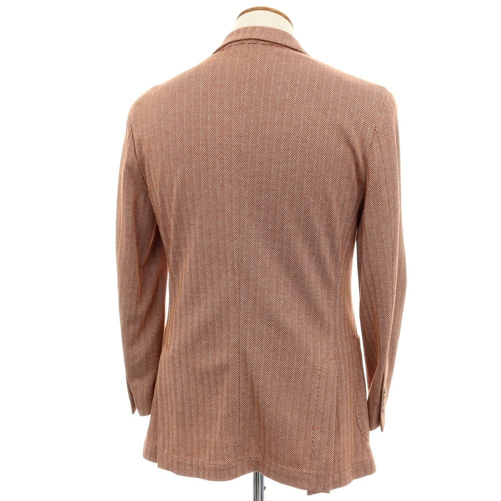 【中古】ロイヤルロウ ROYAL ROW コットン ジャージー ヘリンボーン 2B テーラードジャケット ライトブラウンxホワイト【サイズ48】【 状態ランクB 】【 メンズ 】