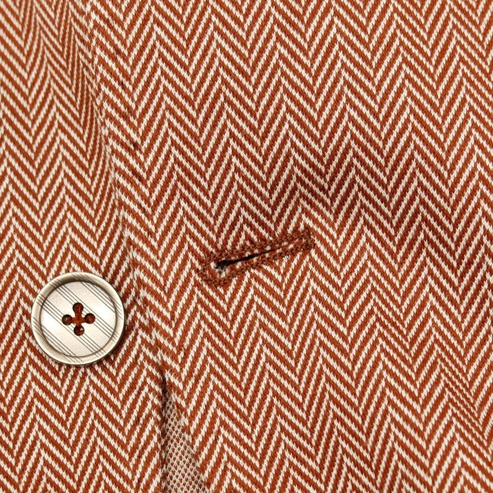 【中古】ロイヤルロウ ROYAL ROW コットン ジャージー ヘリンボーン 2B テーラードジャケット ライトブラウンxホワイト【サイズ48】【 状態ランクB 】【 メンズ 】