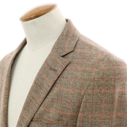 【中古】ルシック Le Chic ウール チェック 3B テーラードジャケット ブラウンxレッド【 L 】【 状態ランクA 】【 メンズ 】