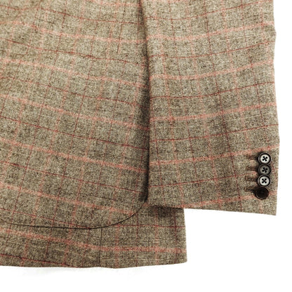 【中古】ルシック Le Chic ウール チェック 3B テーラードジャケット ブラウンxレッド【 L 】【 状態ランクA 】【 メンズ 】
