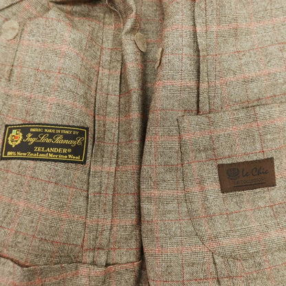 【中古】ルシック Le Chic ウール チェック 3B テーラードジャケット ブラウンxレッド【 L 】【 状態ランクA 】【 メンズ 】