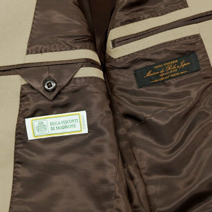 【中古】ナノユニバース nano universe コットンポリウレタン 2B テーラードジャケット オリーブベージュ【サイズ48】【 状態ランクD 】【 メンズ 】