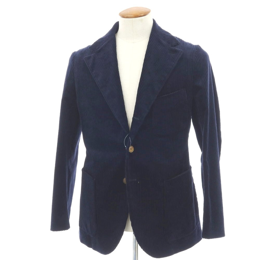 【中古】フクロウ FUKUROU コットン 太畝コーデュロイ 3B テーラードジャケット ネイビー【 48 】【 状態ランクB 】【 メンズ 】