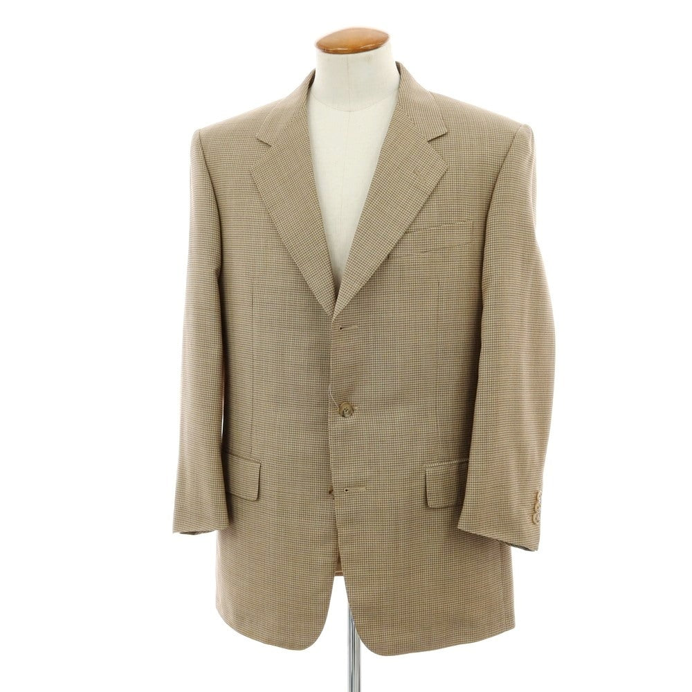 【中古】コルネリアーニ CORNELIANI SUPER100’S ウール チェック 3B テーラードジャケット ベージュxブラウン【サイズ48】【 状態ランクD 】【 メンズ 】[BPD]