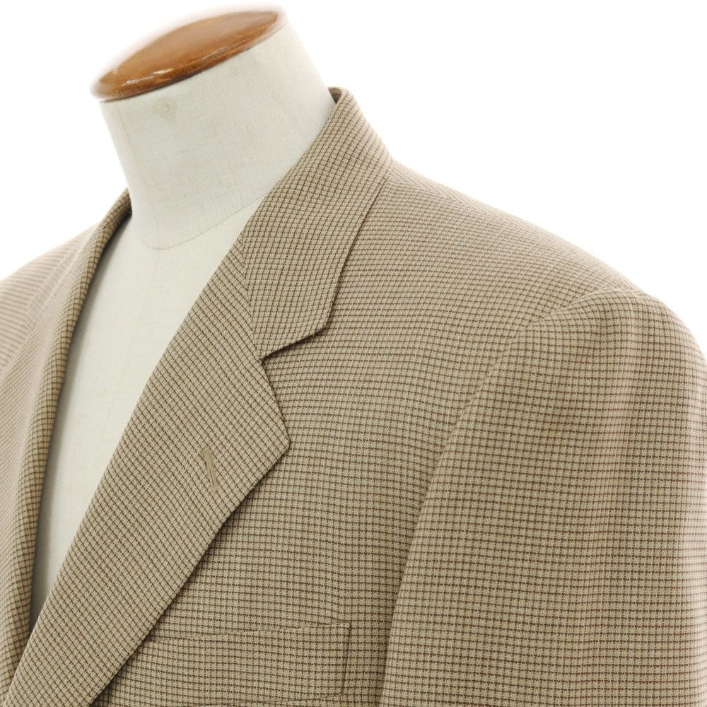 【中古】コルネリアーニ CORNELIANI SUPER100’S ウール チェック 3B テーラードジャケット ベージュxブラウン【サイズ48】【 状態ランクD 】【 メンズ 】[BPD]