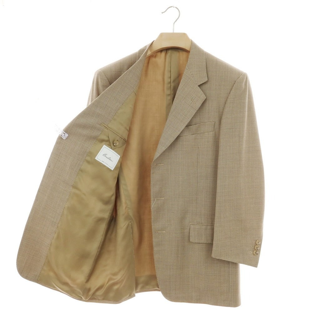 【中古】コルネリアーニ CORNELIANI SUPER100’S ウール チェック 3B テーラードジャケット ベージュxブラウン【サイズ48】【 状態ランクD 】【 メンズ 】[BPD]