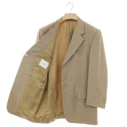 【中古】コルネリアーニ CORNELIANI SUPER100’S ウール チェック 3B テーラードジャケット ベージュxブラウン【 48 】【 状態ランクB 】【 メンズ 】
