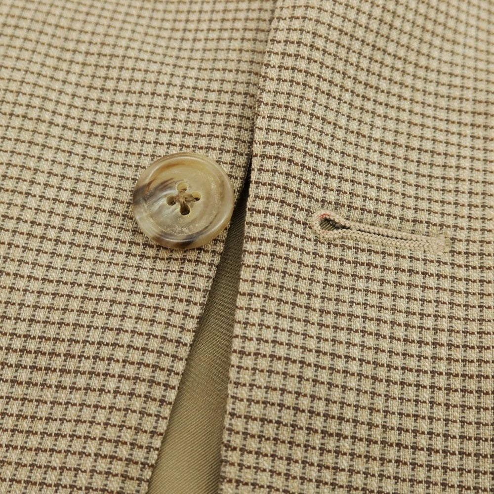 【中古】コルネリアーニ CORNELIANI SUPER100’S ウール チェック 3B テーラードジャケット ベージュxブラウン【サイズ48】【 状態ランクD 】【 メンズ 】[BPD]