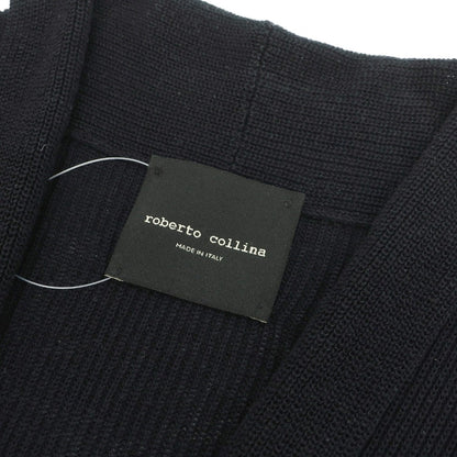 【中古】ロベルトコリーナ ROBERTO COLLINA コットンリネン ショールカラー リブ編み カーディガン ブラック【サイズ44】【 状態ランクB 】【 メンズ 】