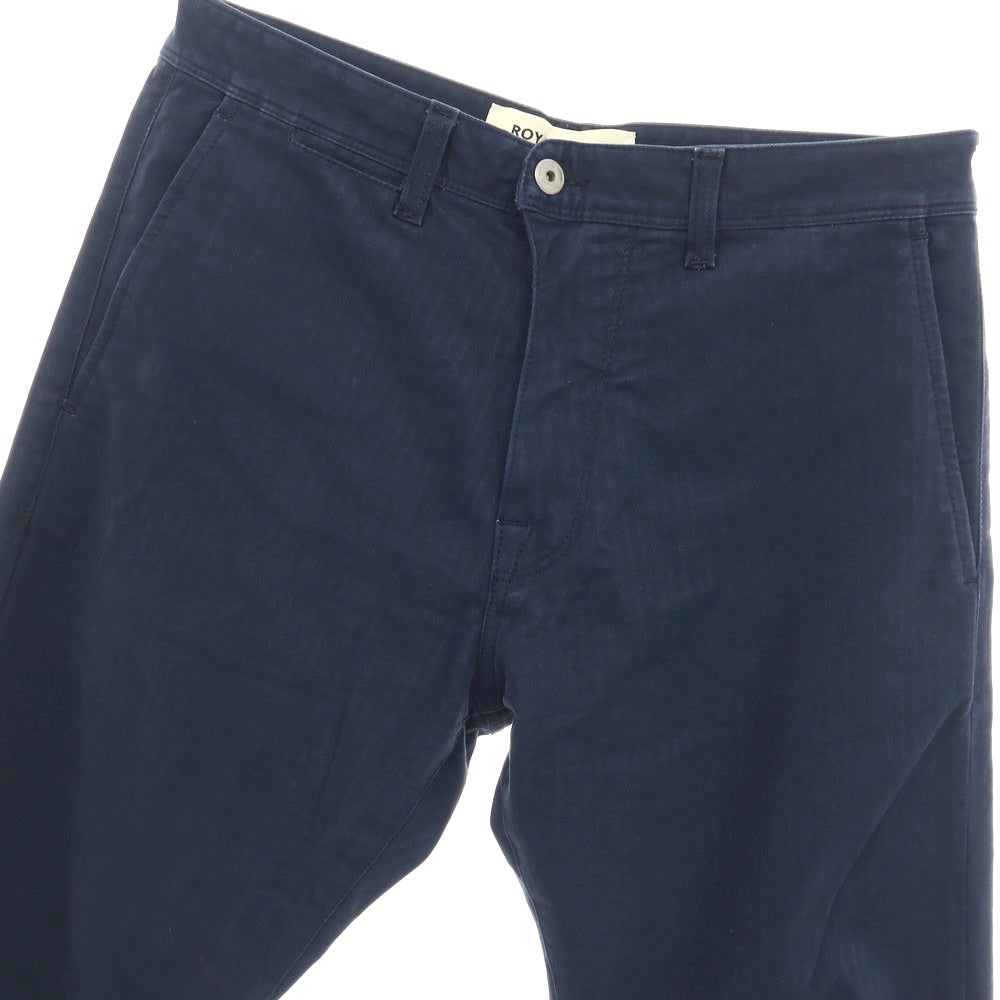 【中古】ロイロジャース ROY ROGER’S ストレッチ コットン ヘリンボーン カジュアルスラックスパンツ ネイビー【サイズ30】【 状態ランクC 】【 メンズ 】