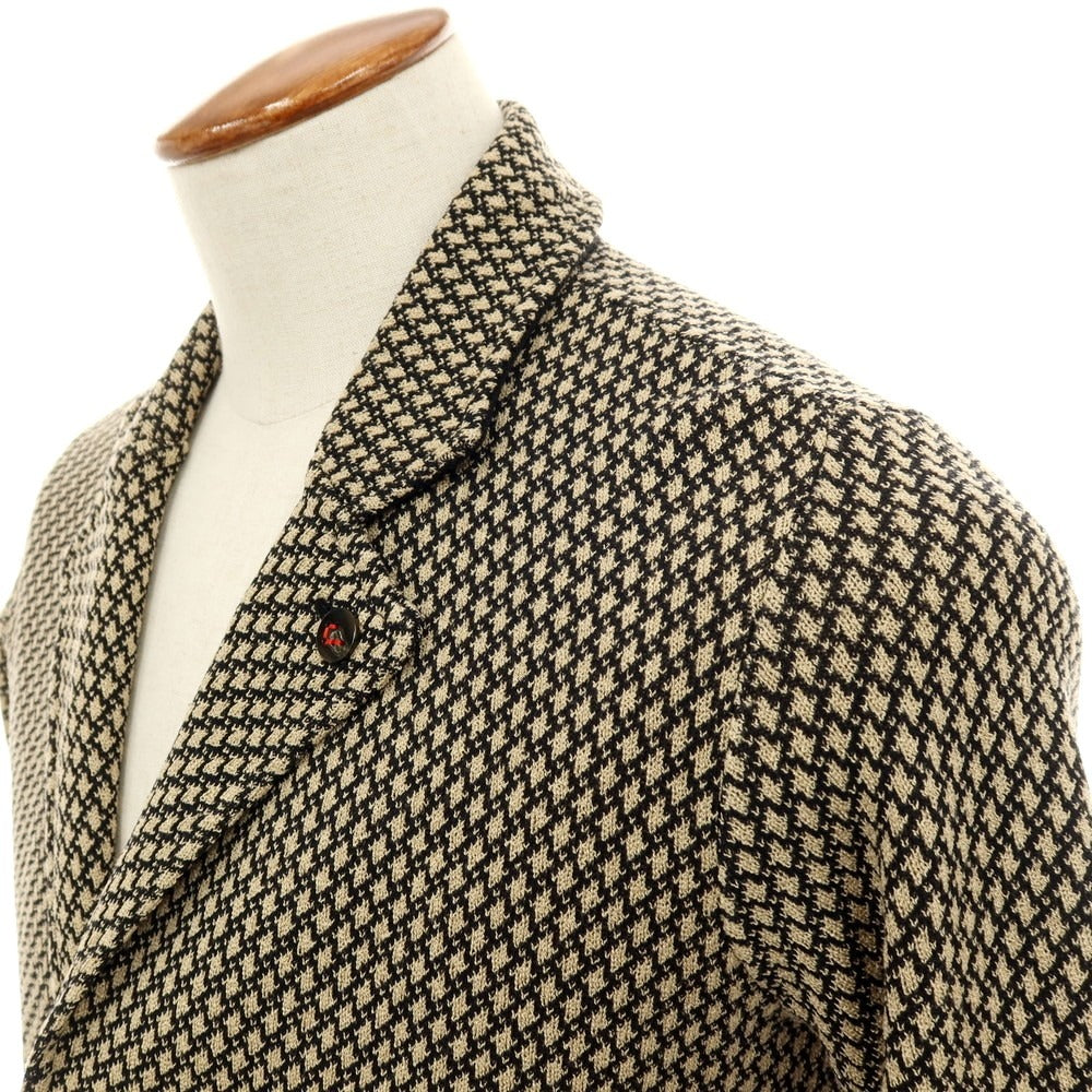 【中古】【未使用】ジェイワークス J.WORKS アクリルナイロンコットン 2B ニットジャケット ベージュxブラック【サイズ46】【 状態ランクS 】【 メンズ 】