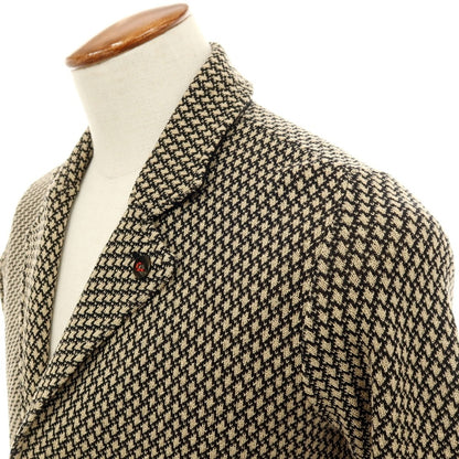 【中古】【未使用】ジェイワークス J.WORKS アクリルナイロンコットン 2B ニットジャケット ベージュxブラック【サイズ46】【 状態ランクS 】【 メンズ 】