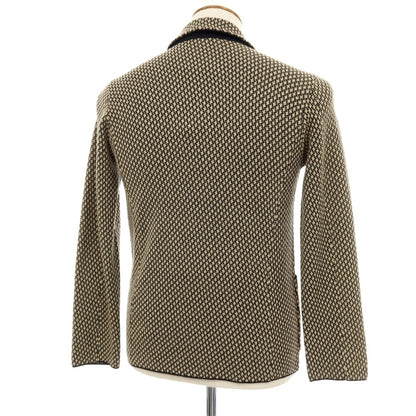 【中古】【未使用】ジェイワークス J.WORKS アクリルナイロンコットン 2B ニットジャケット ベージュxブラック【サイズ46】【 状態ランクS 】【 メンズ 】