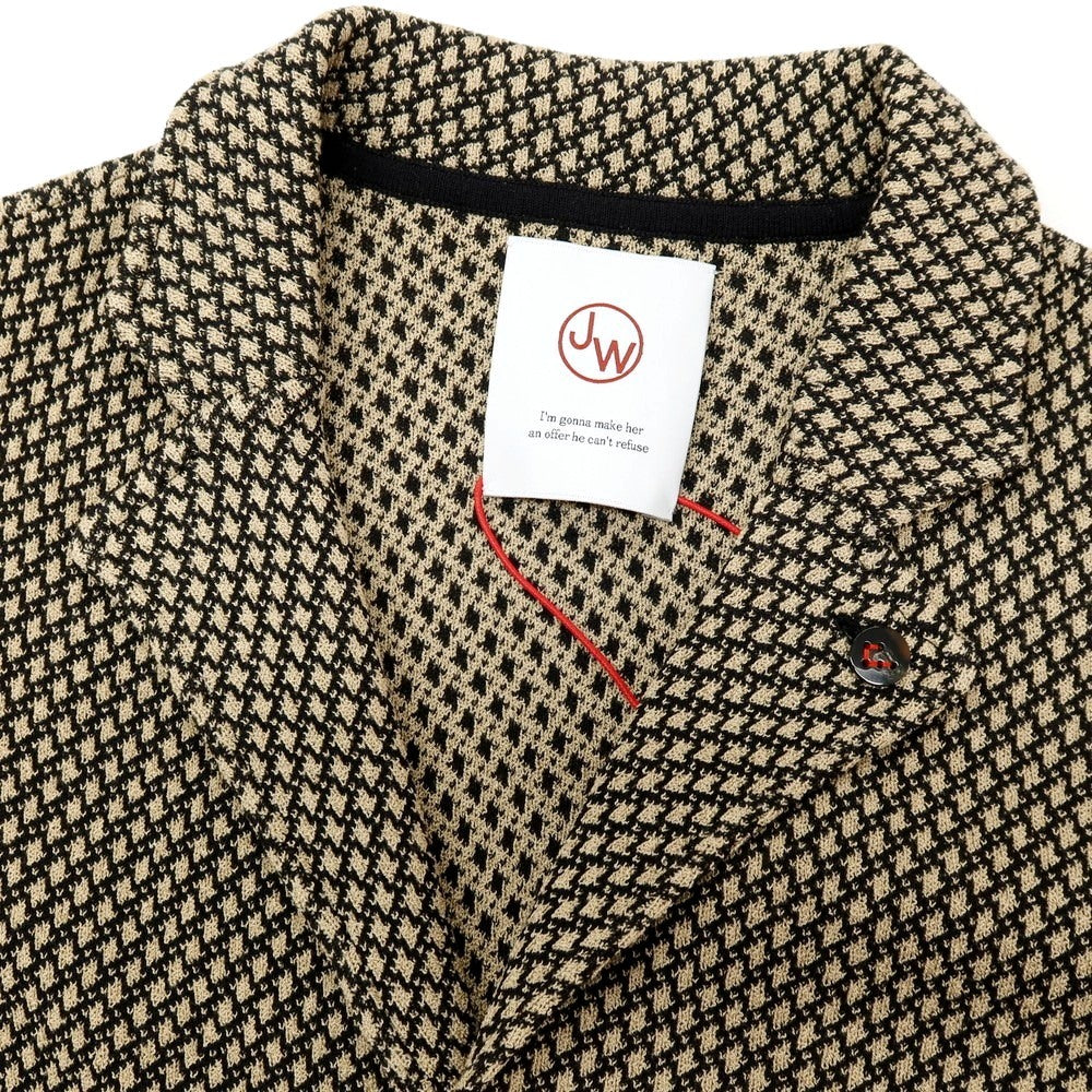 【中古】【未使用】ジェイワークス J.WORKS アクリルナイロンコットン 2B ニットジャケット ベージュxブラック【サイズ46】【 状態ランクS 】【 メンズ 】