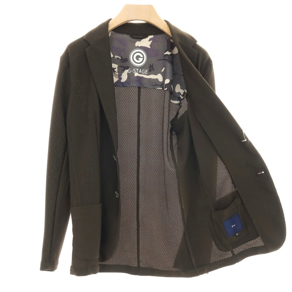 【中古】【未使用】ジーステージ g-stage ストレッチ ナイロン ハニカムメッシュ 2B カジュアルジャケット ダークオリーブグリーン【サイズ44】【 状態ランクS 】【 メンズ 】