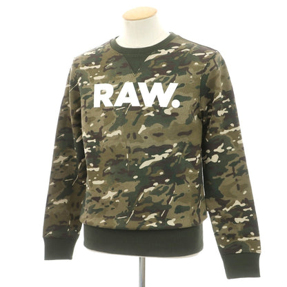 【中古】【未使用】ジースターロウ G-STAR RAW コットンポリエステル カモフラージュ プリント クルーネック スウェット カーキxオリーブ【サイズXS】【 状態ランクS 】【 メンズ 】