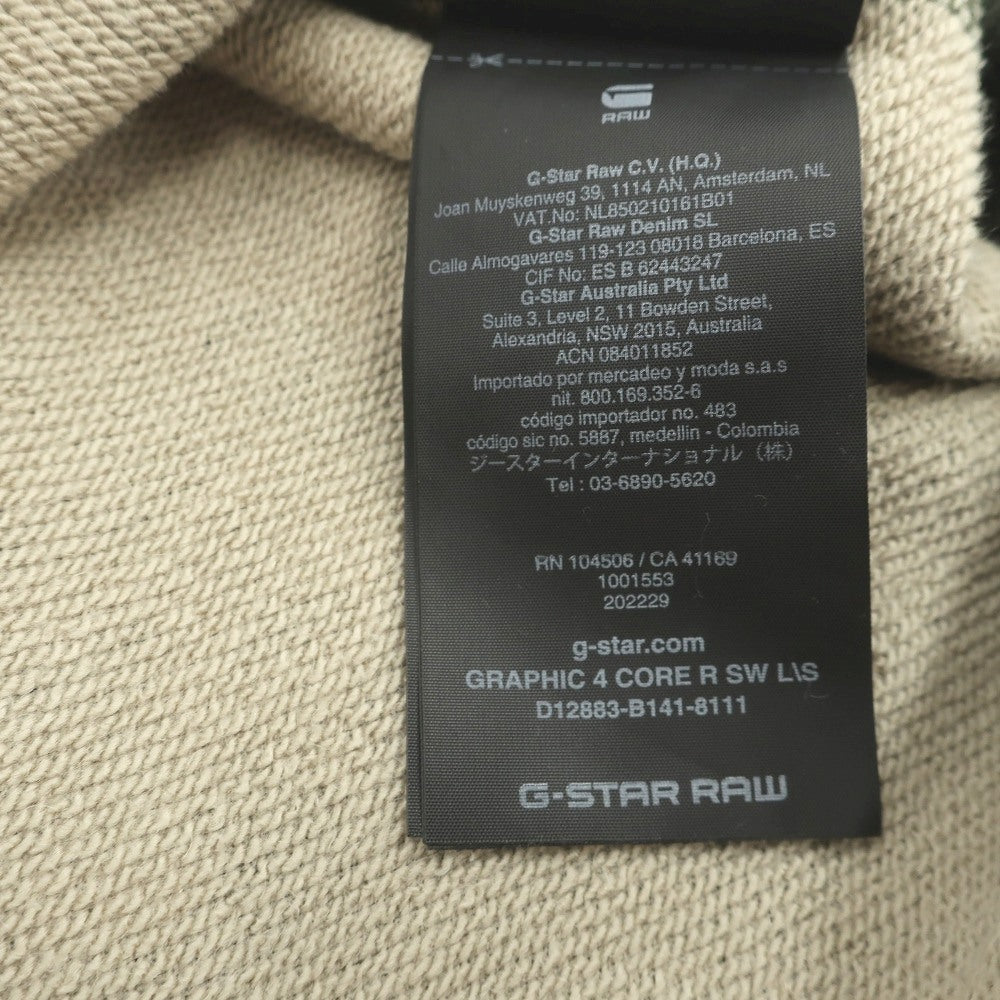 【中古】【未使用】ジースターロウ G-STAR RAW コットンポリエステル カモフラージュ プリント クルーネック スウェット カーキxオリーブ【サイズXS】【 状態ランクS 】【 メンズ 】