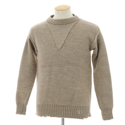 【中古】バーク BARK ダメージ加工 ウール モックネック プルオーバーニット ベージュ【 XS 】【 状態ランクB 】【 メンズ 】