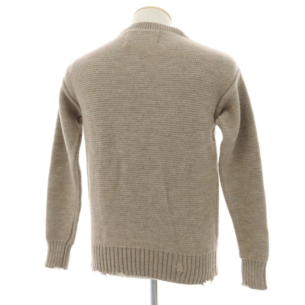 【中古】バーク BARK ダメージ加工 ウール モックネック プルオーバーニット ベージュ【 XS 】【 状態ランクB 】【 メンズ 】
