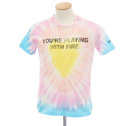 【中古】【未使用】リプレイ REPLAY ダメージ加工 コットン タイダイ クルーネック 半袖Ｔシャツ ピンクxブルー【サイズXS】【 状態ランクS 】【 メンズ 】