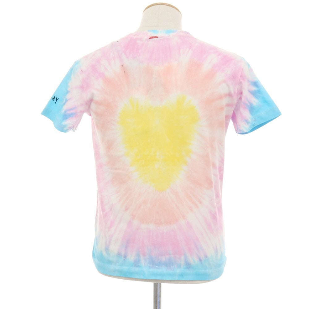 【中古】【未使用】リプレイ REPLAY ダメージ加工 コットン タイダイ クルーネック 半袖Ｔシャツ ピンクxブルー【サイズXS】【 状態ランクS 】【 メンズ 】[DPD]